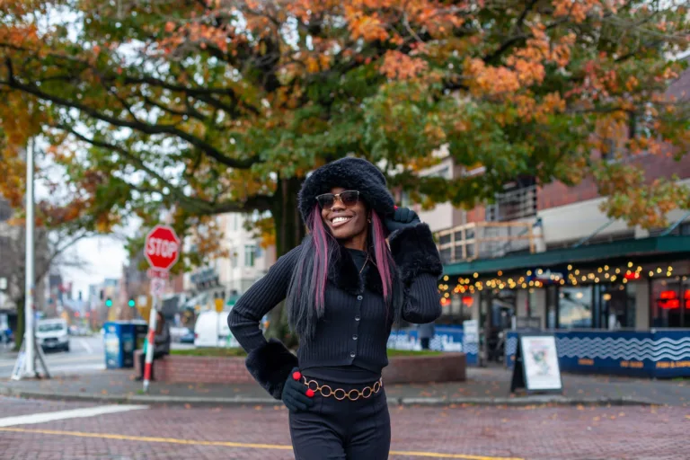 Female posing for a casual portrait in the heart of Seattle, Washington.