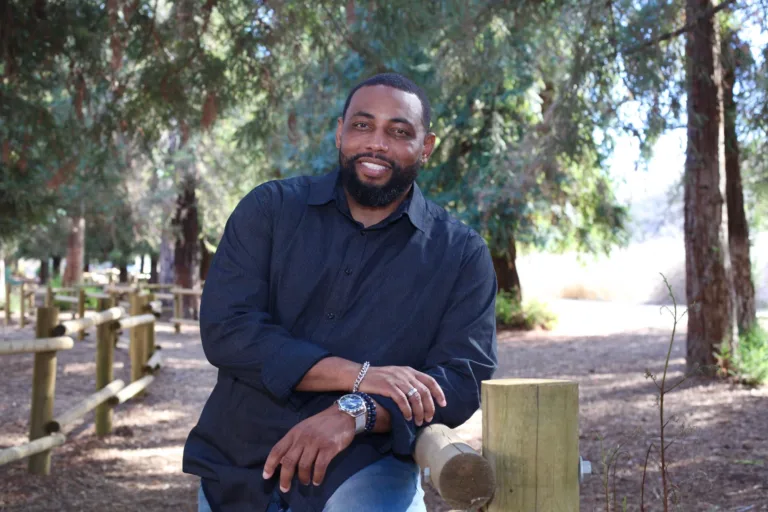 Portrait of a man in the woods at a Carbon Canyon Park in Brea, California.