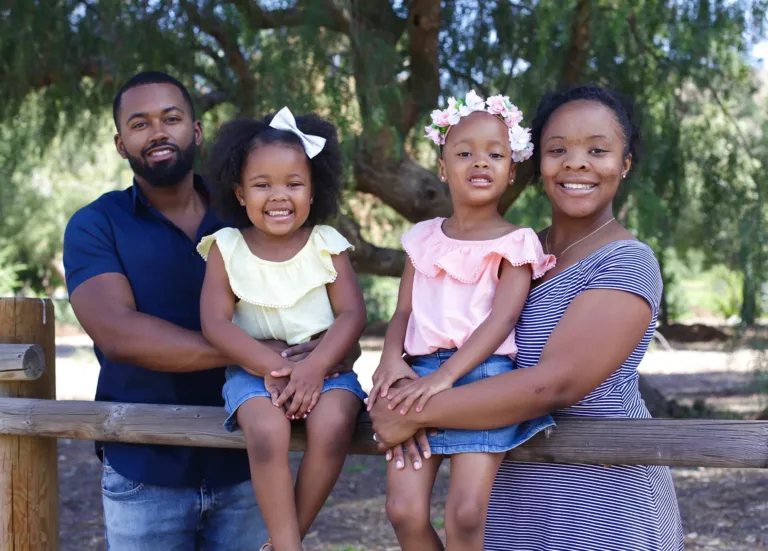 Family portrait at Carbon Canyon Park in Brea, California.