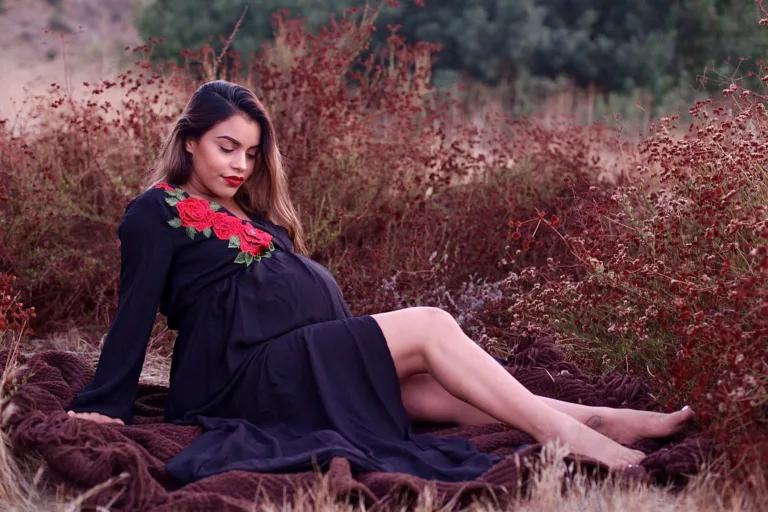 Beautiful maternity portrait taken at the Carbon Canyon Park in Brea, California.