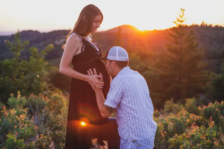 Maternity portrait at sunset in Northern California.